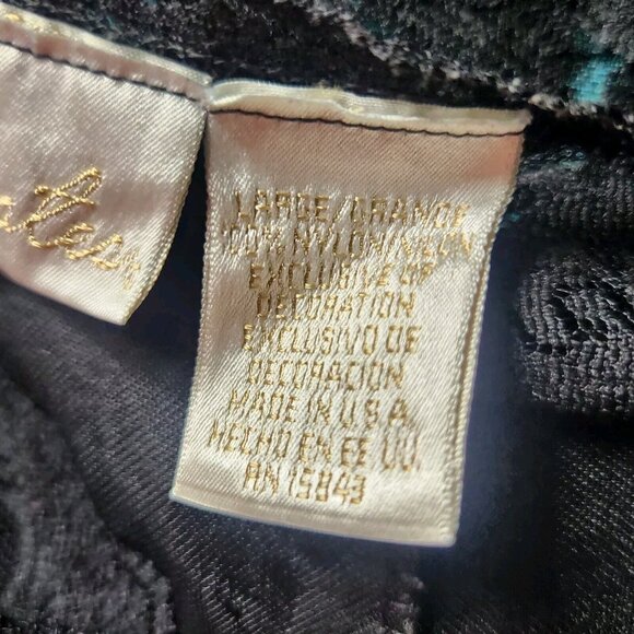 Vintage Delicates Nightgown Lace Slip Dress Black and Emerald Green Size Large - Picture 7 of 14